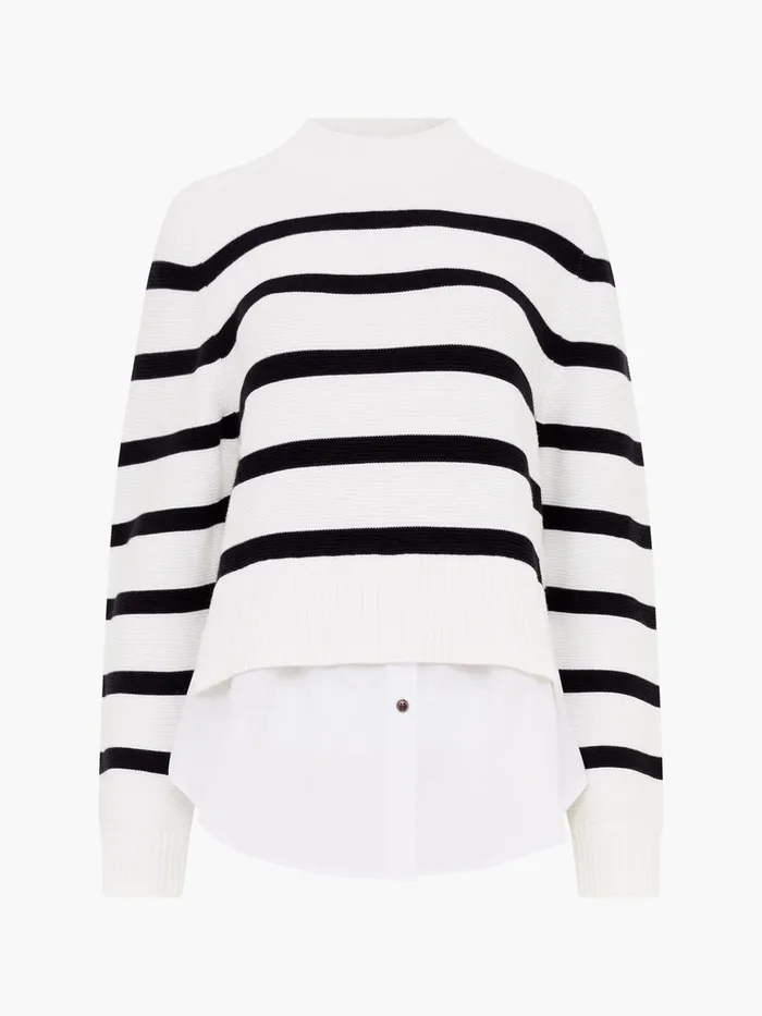 Woman Jumpers and Cardigans French Connection Lily Mozart Poplin Mix Top Winter Whitemoonles Woman Jumpers and Cardigans French Connection Lily Mozart Poplin Mix Top Winter Whitemoonles