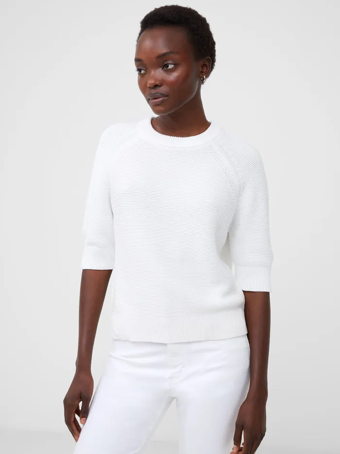 Woman Jumpers and Cardigans French Connection Lily Mozart Short Sleeve Jumper Summer White Woman Jumpers and Cardigans French Connection Lily Mozart Short Sleeve Jumper Summer White