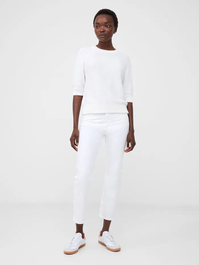 Woman Jumpers and Cardigans French Connection Lily Mozart Short Sleeve Jumper Summer White Woman Jumpers and Cardigans French Connection Lily Mozart Short Sleeve Jumper Summer White