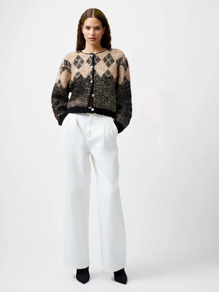 Woman Jumpers and Cardigans French Connection Mavis Argyle Tinsel Long Sleeve Cardigan Blackout Woman Jumpers and Cardigans French Connection Mavis Argyle Tinsel Long Sleeve Cardigan Blackout