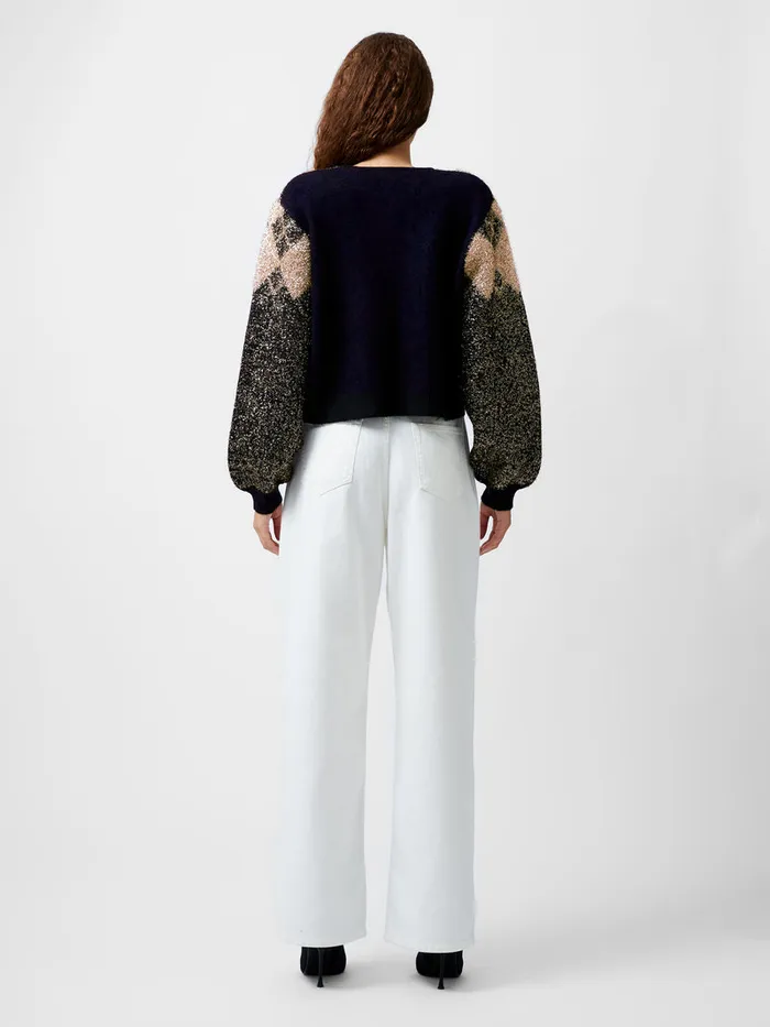 Woman Jumpers and Cardigans French Connection Mavis Argyle Tinsel Long Sleeve Cardigan Blackout Woman Jumpers and Cardigans French Connection Mavis Argyle Tinsel Long Sleeve Cardigan Blackout