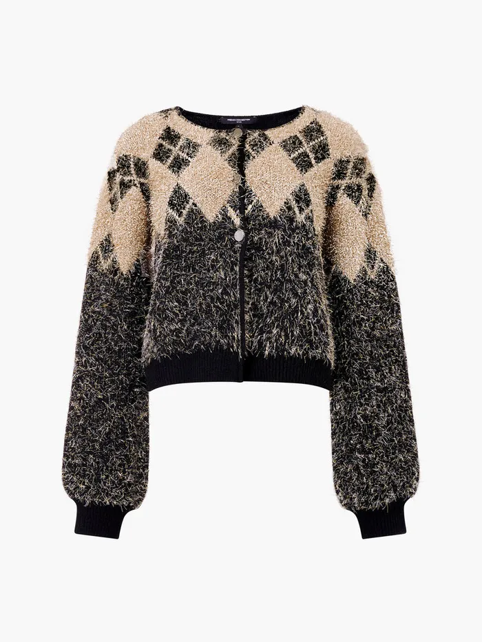 Woman Jumpers and Cardigans French Connection Mavis Argyle Tinsel Long Sleeve Cardigan Blackout Woman Jumpers and Cardigans French Connection Mavis Argyle Tinsel Long Sleeve Cardigan Blackout