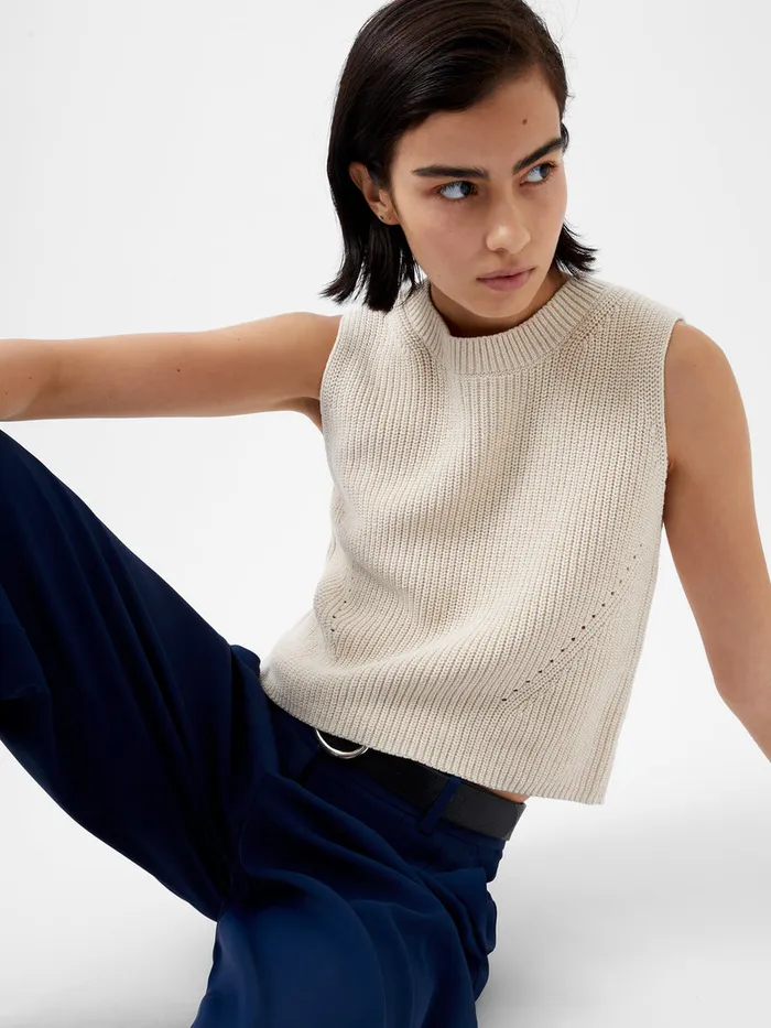 Woman Jumpers and Cardigans French Connection Mozart Knit Crew Neck Sleeveless Vest Light Oatmeal Mel Woman Jumpers and Cardigans French Connection Mozart Knit Crew Neck Sleeveless Vest Light Oatmeal Mel