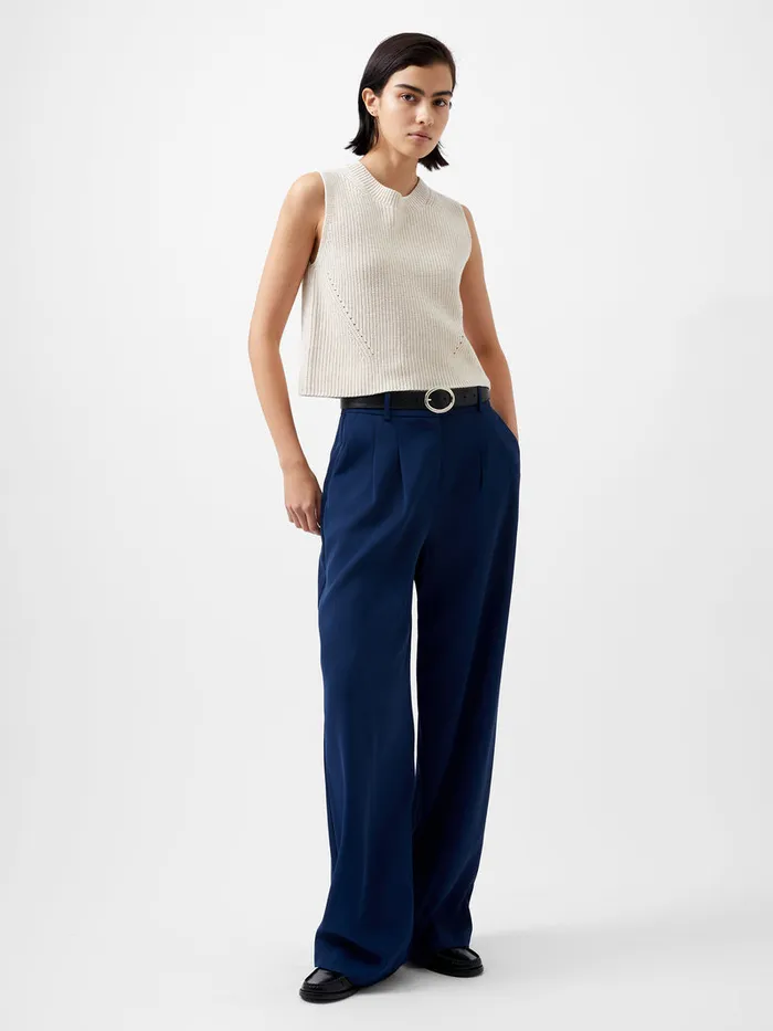 Woman Jumpers and Cardigans French Connection Mozart Knit Crew Neck Sleeveless Vest Light Oatmeal Mel