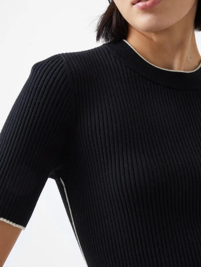 Woman Jumpers and Cardigans French Connection Mozza Short Sleeve Jumper Blackoutclass Cream Woman Jumpers and Cardigans French Connection Mozza Short Sleeve Jumper Blackoutclass Cream
