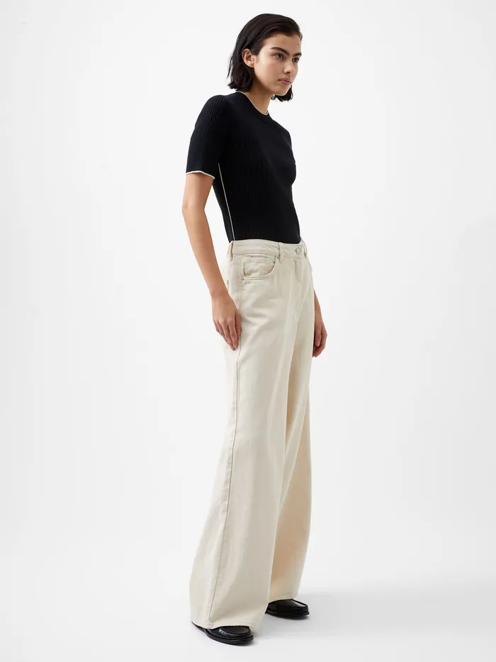 Woman Jumpers and Cardigans French Connection Mozza Short Sleeve Jumper Blackoutclass Cream Woman Jumpers and Cardigans French Connection Mozza Short Sleeve Jumper Blackoutclass Cream
