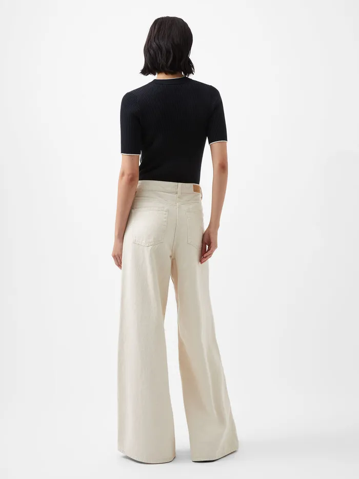 Woman Jumpers and Cardigans French Connection Mozza Short Sleeve Jumper Blackoutclass Cream Woman Jumpers and Cardigans French Connection Mozza Short Sleeve Jumper Blackoutclass Cream