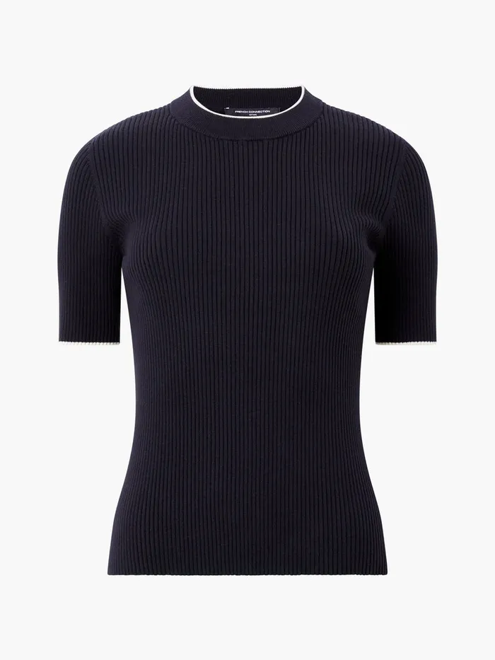 Woman Jumpers and Cardigans French Connection Mozza Short Sleeve Jumper Blackoutclass Cream Woman Jumpers and Cardigans French Connection Mozza Short Sleeve Jumper Blackoutclass Cream
