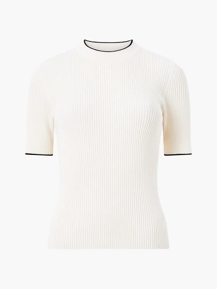 Woman Jumpers and Cardigans French Connection Mozza Short Sleeve Jumper Classic Creamblacko Woman Jumpers and Cardigans French Connection Mozza Short Sleeve Jumper Classic Creamblacko