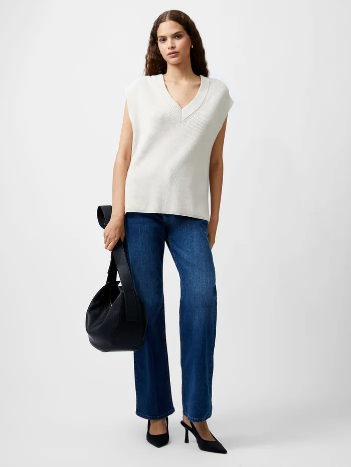 Woman Jumpers and Cardigans French Connection Nariko Rib Knit Vest Oatmeal Mel Woman Jumpers and Cardigans French Connection Nariko Rib Knit Vest Oatmeal Mel