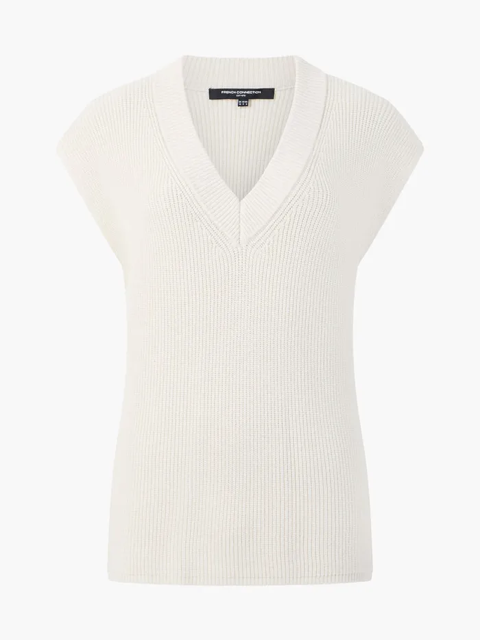 Woman Jumpers and Cardigans French Connection Nariko Rib Knit Vest Oatmeal Mel Woman Jumpers and Cardigans French Connection Nariko Rib Knit Vest Oatmeal Mel