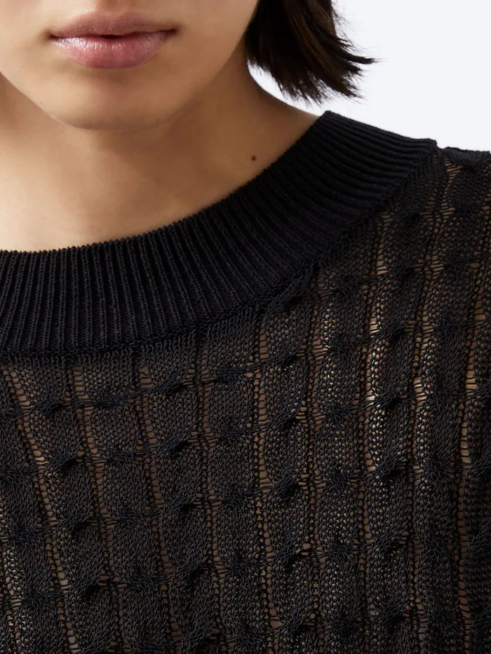 Woman Jumpers and Cardigans French Connection Niko Open Knit Long Sleeve Jumper Blackout Woman Jumpers and Cardigans French Connection Niko Open Knit Long Sleeve Jumper Blackout