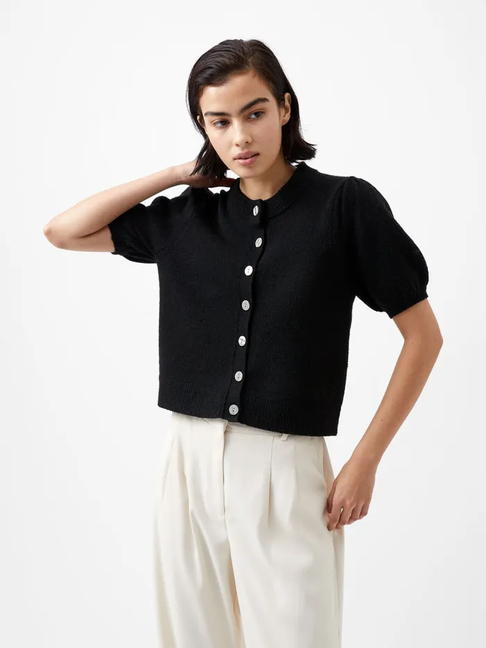 Woman Jumpers and Cardigans French Connection Vhari Recycled Puff Sleeve Cardigan Black Woman Jumpers and Cardigans French Connection Vhari Recycled Puff Sleeve Cardigan Black