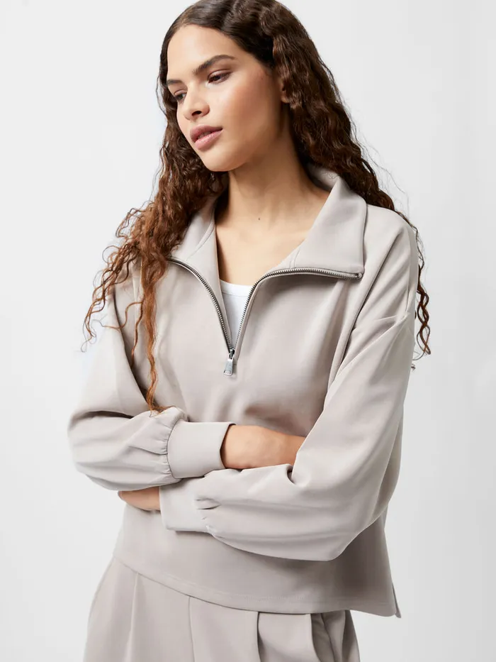 Woman Jumpers and Cardigans French Connection Wren Half Zip Sweater Washed Macchiato Woman Jumpers and Cardigans French Connection Wren Half Zip Sweater Washed Macchiato