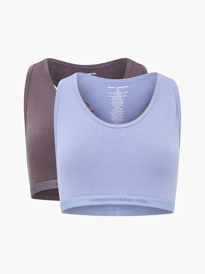 WomanMan Underwear and Socks French Connection Fc 2 Pack Crop Top Tonal Blue Tempestgrey Excalibor WomanMan Underwear and Socks French Connection Fc 2 Pack Crop Top Tonal Blue Tempestgrey Excalibor