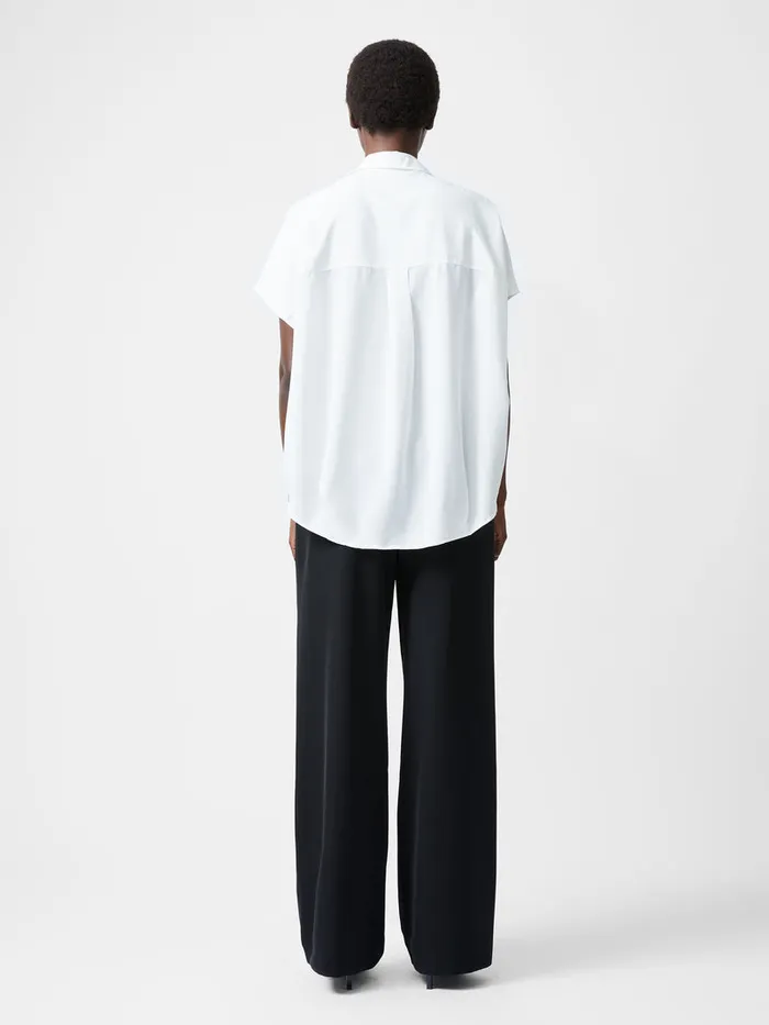 Woman Shirts French Connection Caprina Recycled Crepe Short Sleeve Button Shirt Winter White Woman Shirts French Connection Caprina Recycled Crepe Short Sleeve Button Shirt Winter White