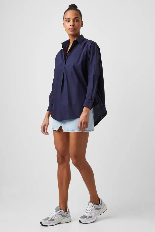 Woman Shirts French Connection Rhodes Poplin Popover Shirt Indigo