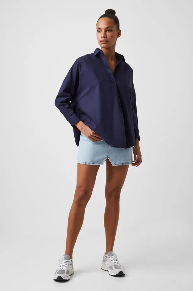 Woman Shirts French Connection Rhodes Poplin Popover Shirt Indigo Woman Shirts French Connection Rhodes Poplin Popover Shirt Indigo