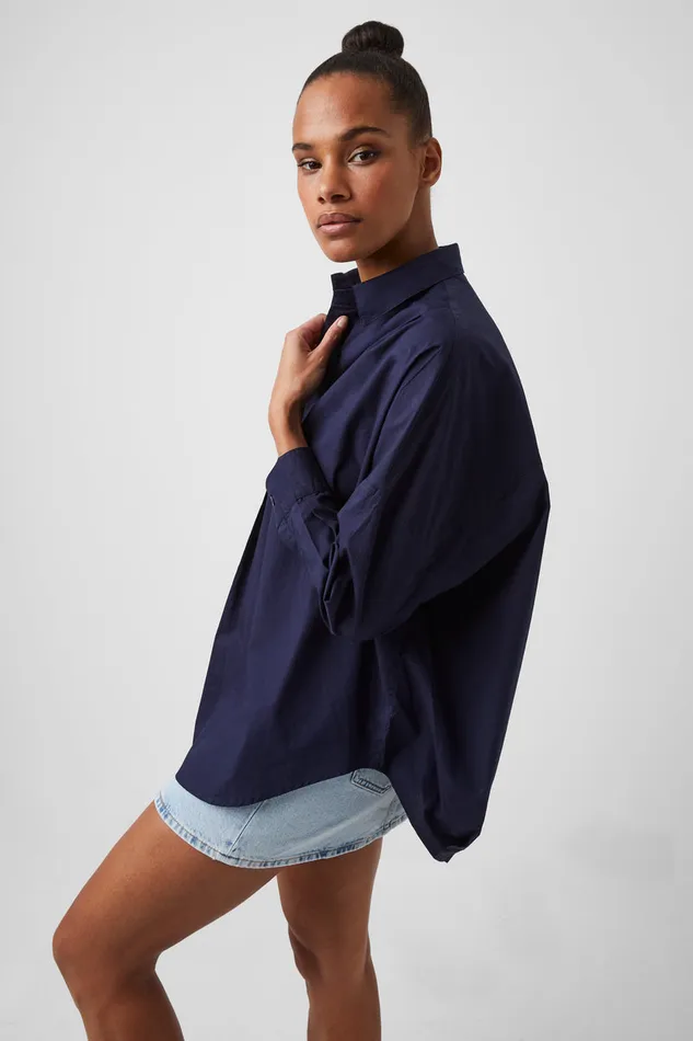 Woman Shirts French Connection Rhodes Poplin Popover Shirt Indigo Woman Shirts French Connection Rhodes Poplin Popover Shirt Indigo