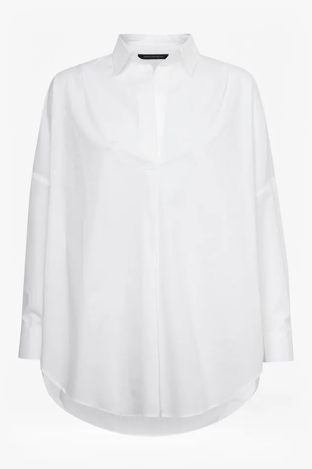 Woman Shirts French Connection Rhodes Poplin Popover Shirt Linen White Woman Shirts French Connection Rhodes Poplin Popover Shirt Linen White