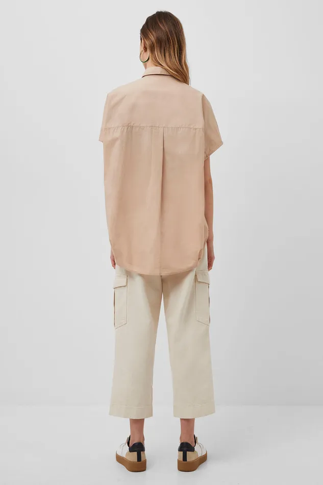 Woman Shirts French Connection Rhodes Poplin Sleeveless Popover Shirt Sabbia