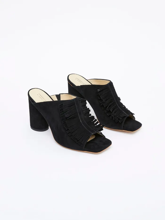 Woman Shoes French Connection Flora Fringed Mules Black