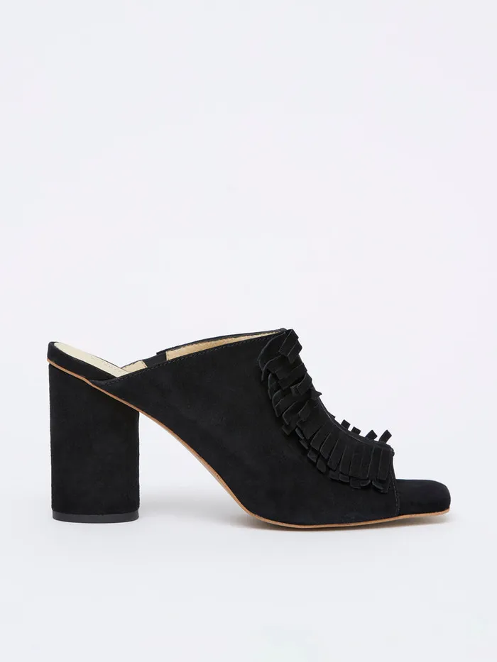 Woman Shoes French Connection Flora Fringed Mules Black Woman Shoes French Connection Flora Fringed Mules Black
