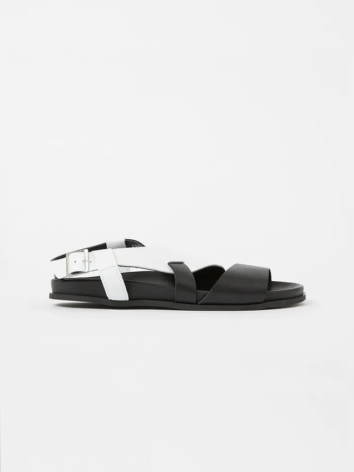 Woman Shoes French Connection SW X Branca Asymmetric Footbed Sandals Monochrome Woman Shoes French Connection SW X Branca Asymmetric Footbed Sandals Monochrome