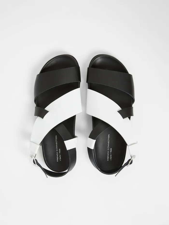 Woman Shoes French Connection SW X Branca Asymmetric Footbed Sandals Monochrome Woman Shoes French Connection SW X Branca Asymmetric Footbed Sandals Monochrome