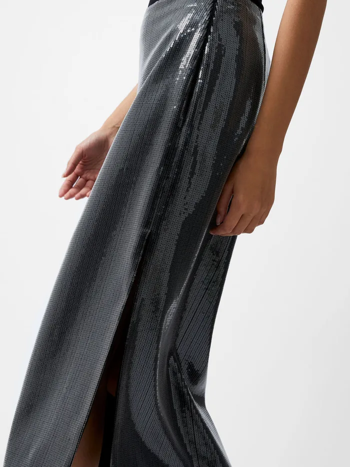 Woman Skirts and Shorts French Connection Amy Sequin Midi Skirt Gunmetal Woman Skirts and Shorts French Connection Amy Sequin Midi Skirt Gunmetal