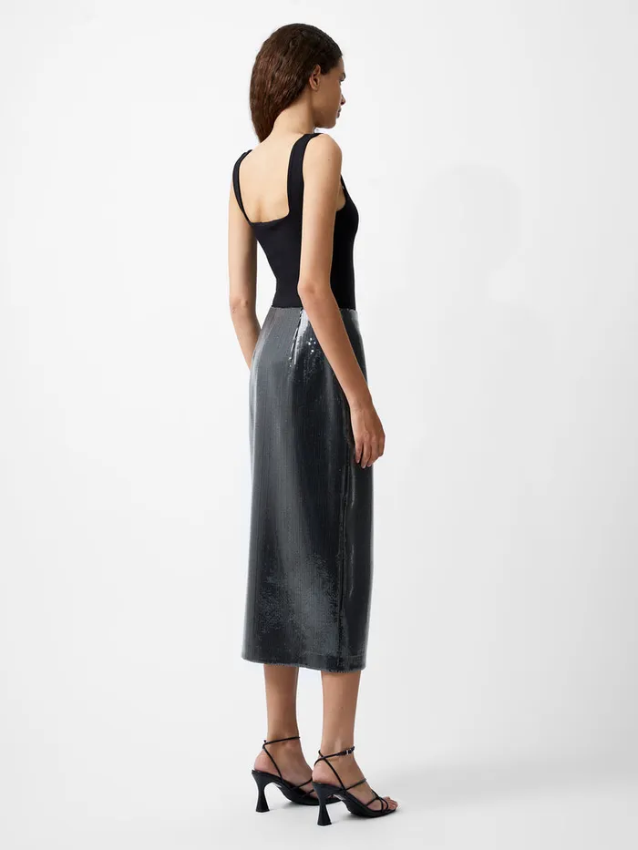 Woman Skirts and Shorts French Connection Amy Sequin Midi Skirt Gunmetal Woman Skirts and Shorts French Connection Amy Sequin Midi Skirt Gunmetal