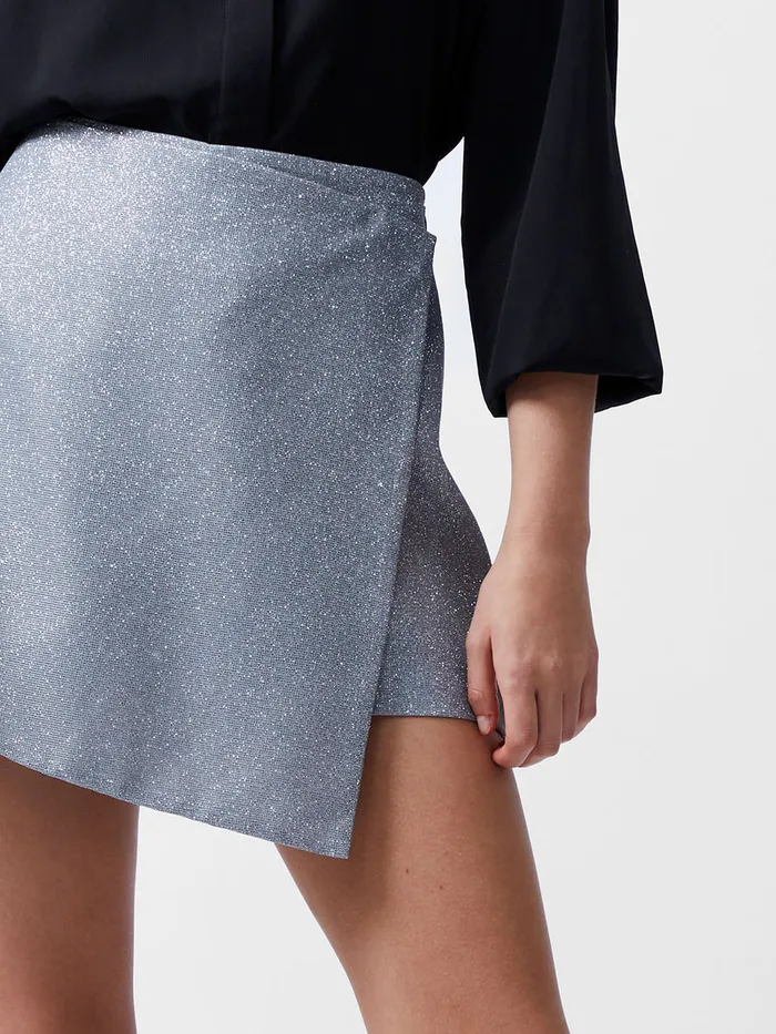 Woman Skirts and Shorts French Connection Cece Lurex Skort Silver