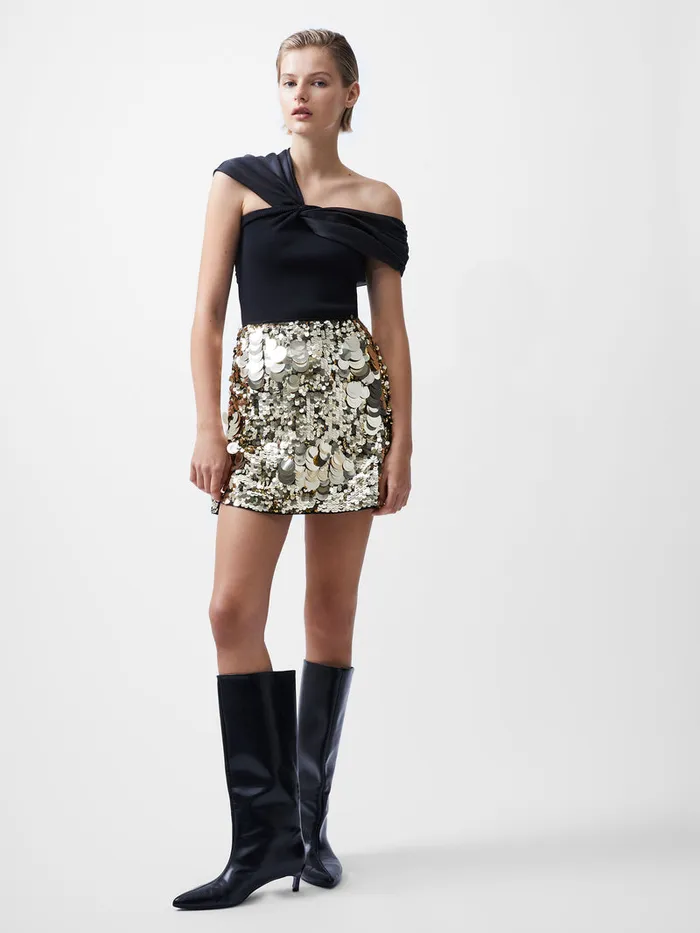 Woman Skirts and Shorts French Connection Elodie Sequin Mini Skirt Metallic Gold Woman Skirts and Shorts French Connection Elodie Sequin Mini Skirt Metallic Gold
