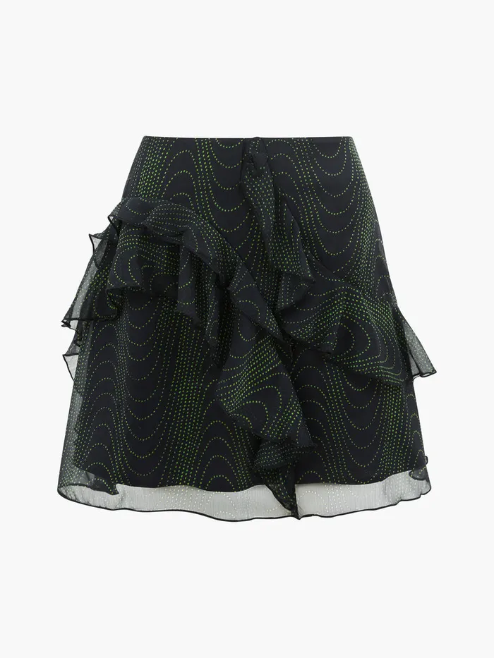 Woman Skirts and Shorts French Connection Grace Artemis Frill Mini Skirt Blackoutvivid Green Woman Skirts and Shorts French Connection Grace Artemis Frill Mini Skirt Blackoutvivid Green