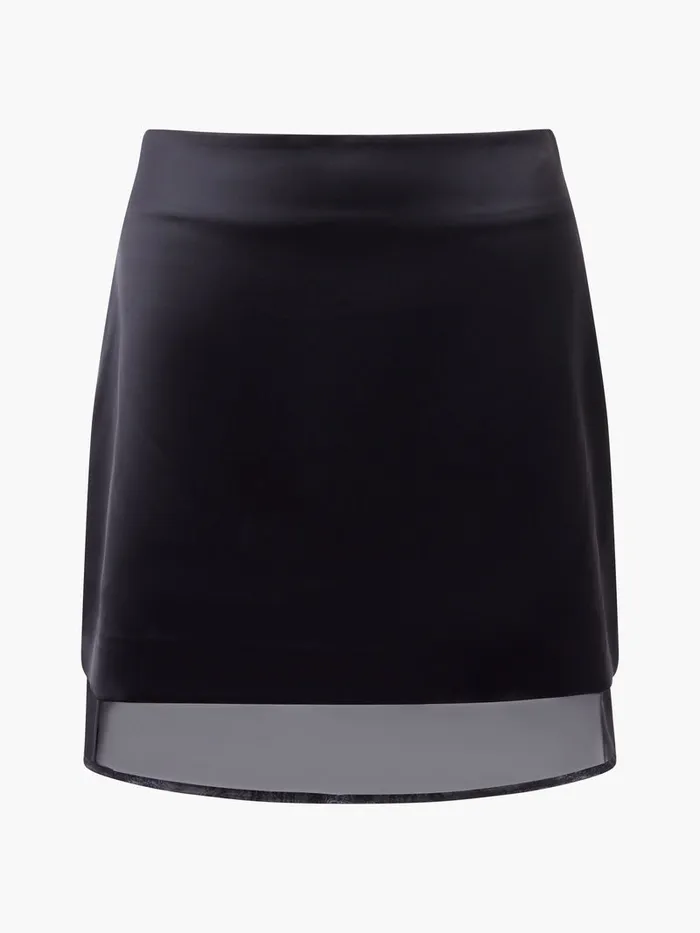 Woman Skirts and Shorts French Connection Structured Satin Chiffon Mini Skirt Black Woman Skirts and Shorts French Connection Structured Satin Chiffon Mini Skirt Black