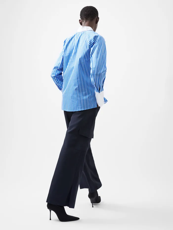 Woman Tops French Connection Alexis Cotton Striped Detail Shirt Dusted Blue Woman Tops French Connection Alexis Cotton Striped Detail Shirt Dusted Blue