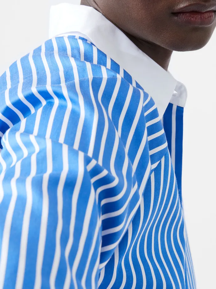 Woman Tops French Connection Alexis Cotton Striped Detail Shirt Dusted Blue Woman Tops French Connection Alexis Cotton Striped Detail Shirt Dusted Blue