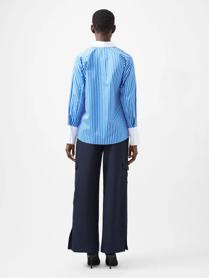 Woman Tops French Connection Alexis Cotton Striped Detail Shirt Dusted Blue Woman Tops French Connection Alexis Cotton Striped Detail Shirt Dusted Blue