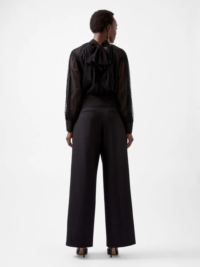 Woman Tops French Connection Alice Dobby Chiffon Mix Long Sleeve Top Blackout Woman Tops French Connection Alice Dobby Chiffon Mix Long Sleeve Top Blackout
