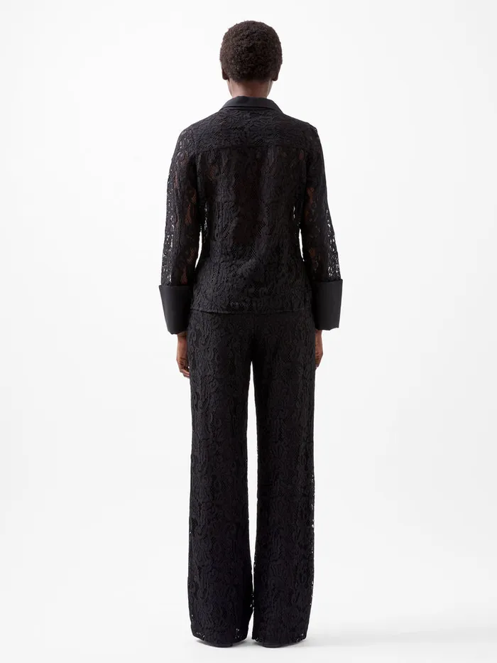 Woman Tops French Connection Asura Lace Long Sleeve Shirt Blackout