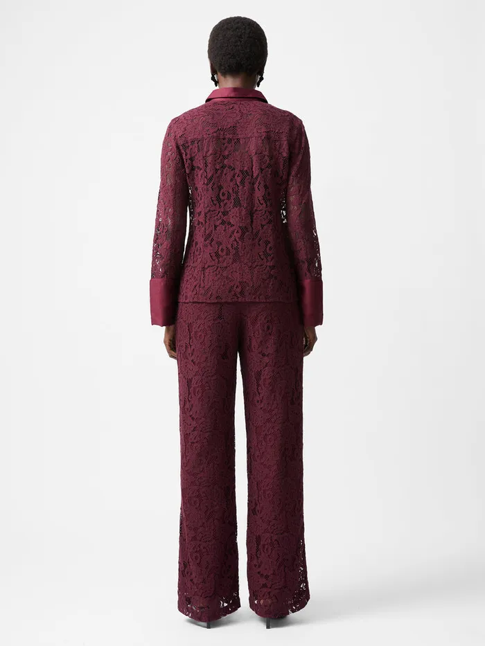 Woman Tops French Connection Asura Lace Long Sleeve Shirt Burgundy Red Woman Tops French Connection Asura Lace Long Sleeve Shirt Burgundy Red
