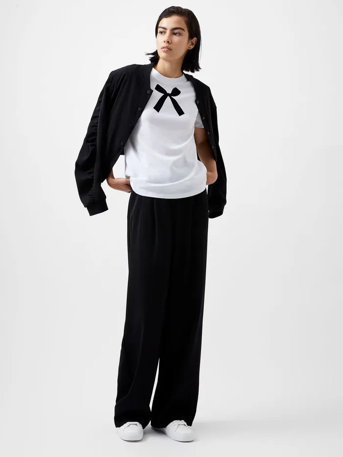 Woman Tops French Connection Bow Graphic TShirt Linen White Woman Tops French Connection Bow Graphic TShirt Linen White
