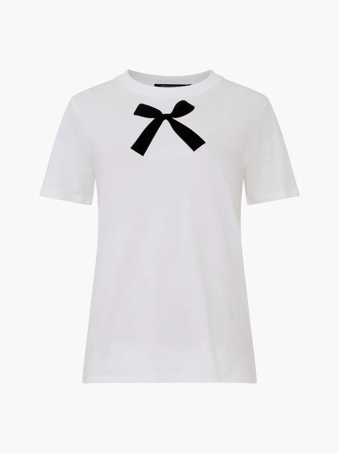 Woman Tops French Connection Bow Graphic TShirt Linen White Woman Tops French Connection Bow Graphic TShirt Linen White