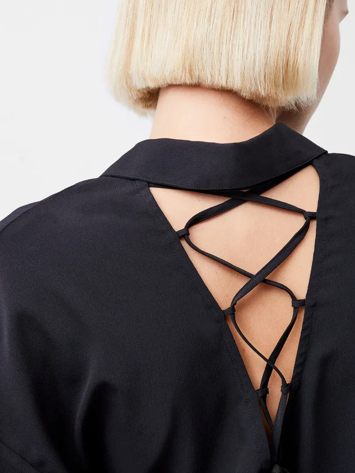 Woman Tops French Connection Capriana Crepe Tie Back Shirt Blackout Woman Tops French Connection Capriana Crepe Tie Back Shirt Blackout