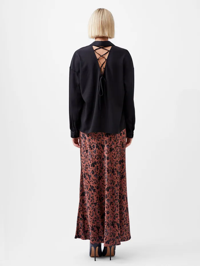 Woman Tops French Connection Capriana Crepe Tie Back Shirt Blackout Woman Tops French Connection Capriana Crepe Tie Back Shirt Blackout