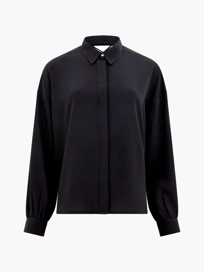 Woman Tops French Connection Capriana Crepe Tie Back Shirt Blackout Woman Tops French Connection Capriana Crepe Tie Back Shirt Blackout