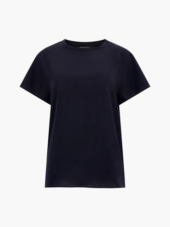 Woman Tops French Connection Caprina Recycled Crepe Crew Neck Top Black Woman Tops French Connection Caprina Recycled Crepe Crew Neck Top Black