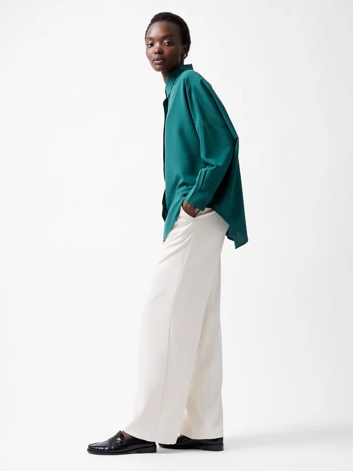 Woman Tops French Connection Caprina Recycled Crepe Long Sleeve Button Shirt Forest Woman Tops French Connection Caprina Recycled Crepe Long Sleeve Button Shirt Forest