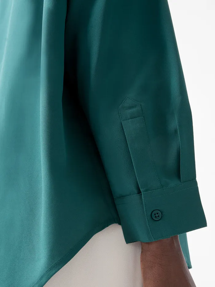 Woman Tops French Connection Caprina Recycled Crepe Long Sleeve Button Shirt Forest Woman Tops French Connection Caprina Recycled Crepe Long Sleeve Button Shirt Forest