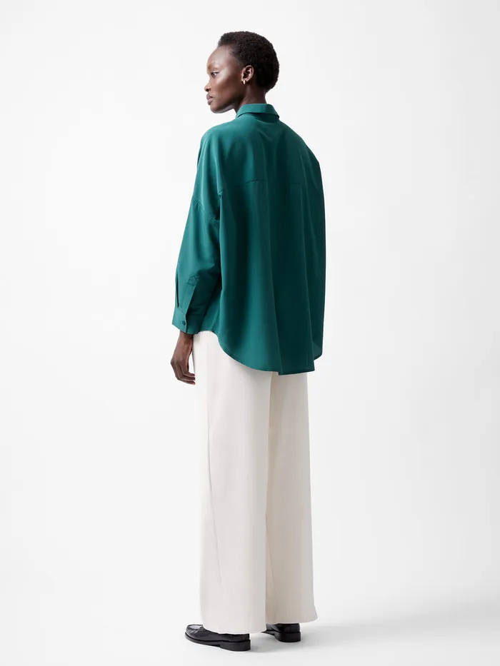 Woman Tops French Connection Caprina Recycled Crepe Long Sleeve Button Shirt Forest Woman Tops French Connection Caprina Recycled Crepe Long Sleeve Button Shirt Forest